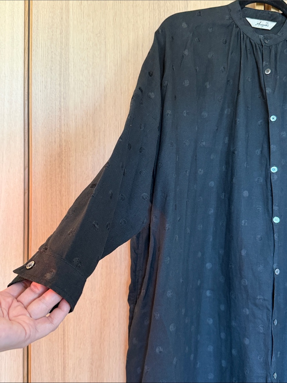 Loose Button-Front Black Maxi Dress - Picture 5 of 9